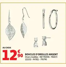 Auchan Boucles d'oreilles argent offre