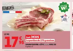 Auchan Viande bovine côte avec os offre