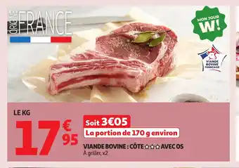 Auchan Viande bovine côte avec os offre