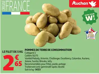Auchan Pommes de terre de consommation offre