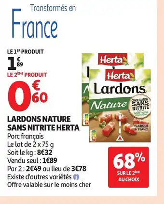 Auchan HERTA Lardons nature sans nitrite offre