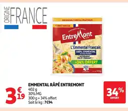 Auchan ENTREMONT Emmental râpé offre