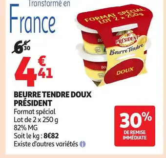 Auchan PRÉSIDENT Beurre tendre doux offre