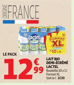 Auchan LACTEL Lait bio demi-écrémé offre