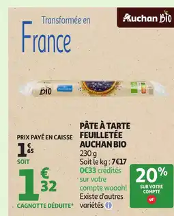 Auchan AUCHAN BIO Pâte à tarte feuilletée offre