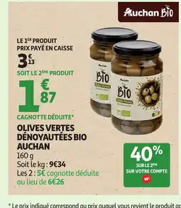 Auchan AUCHAN Olives vertes dénoyautées bio offre