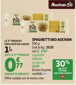 Auchan AUCHAN BIO Spaghetti offre