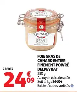 Auchan DELPEYRAT Foie gras de canard entier finement poivré offre