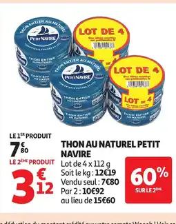 Auchan PETIT NAVIRE Thon au naturel offre