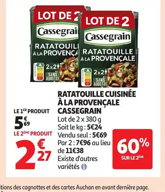Auchan CASSEGRAIN Ratatouille cuisinée à la provençale offre