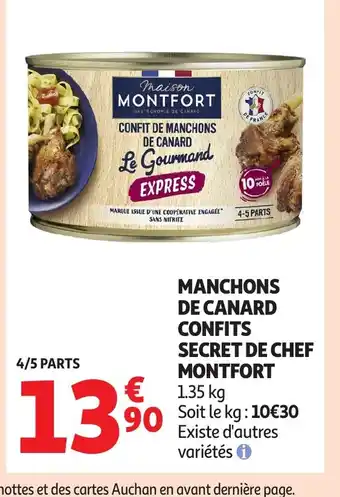 Auchan MONTFORT Manchons de canard confits secret de chef offre