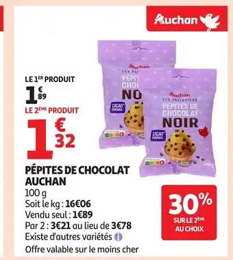 Auchan AUCHAN Pépites de chocolat offre