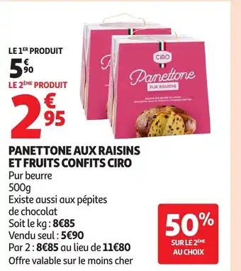 Auchan CIRO Panettone aux raisins et fruits confits offre