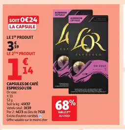 Auchan L'OR Capsules de café espresso offre