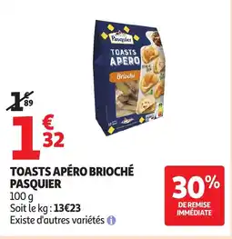 Auchan PASQUIER Toasts apéro brioché offre