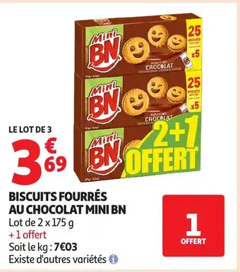 Auchan MINI BN Biscuits fourrés au chocolat offre