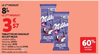 Auchan MILKA Tablettes de chocolat au lait offre