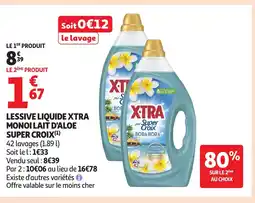 Auchan SUPER CROIX Lessive liquide xtra monoi lait d'aloe offre