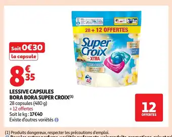 Auchan SUPER CROIX Lessive capsules bora bora offre