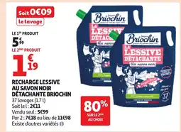 Auchan BRIOCHIN Recharge lessive au savon noir détachante offre