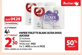 Auchan AUCHAN Papier toilette blanc ultra doux offre