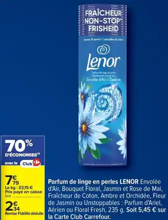 Carrefour Parfum de linge en perles lenor offre