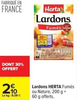 Carrefour Lardons herta fumés offre