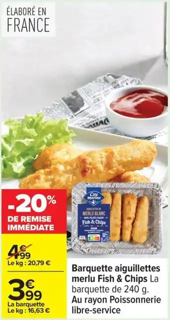 Carrefour Barquette aiguillettes merlu fish & chips offre