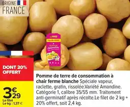 Carrefour Pomme de terre de consommation à chair ferme blanche offre