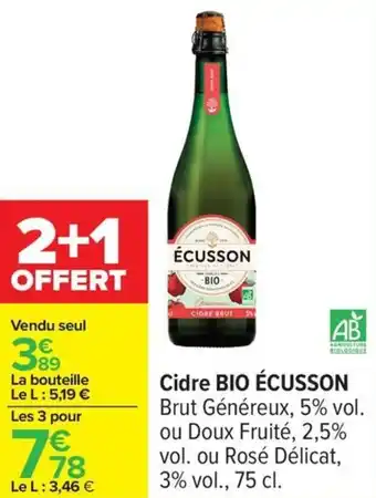 Carrefour Cidre bio écusson offre