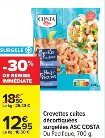 Carrefour Crevettes cuites surgelées asc costa offre
