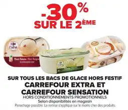 Carrefour SUR TOUS LES BACS DE GLACE HORS FESTIF CARREFOUR EXTRA ET CARREFOUR SENSATION offre