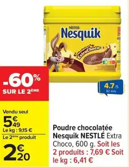 Carrefour Poudre chocolatée nesquik nestlé offre