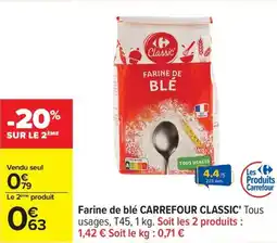 Carrefour Farine de blé CARREFOUR CLASSIC offre