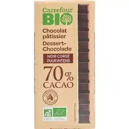 Carrefour Carrefour bio tablette de chocolat noir pâtissier bio offre
