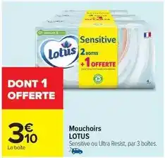 Carrefour Drive Lotus - mouchoirs offre