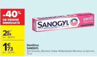 Carrefour Drive Sanogyl - dentifrice offre