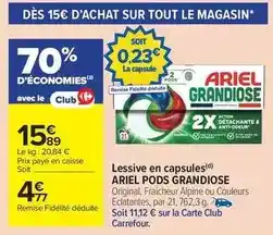 Carrefour Drive Ariel - lessive en capsules pods offre