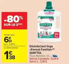 Carrefour Drive Sanytol - désinfectant linge format familial offre