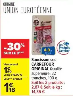 Carrefour Carrefour - saucisson sec offre