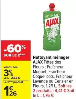 Carrefour Ajax - nettoyant ménager offre
