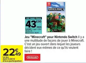 Carrefour Total - jeu minecraft pour nintendo switch offre