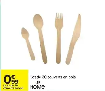 Carrefour Lot de 20 couverts en bois offre