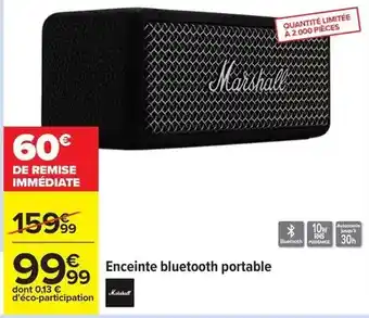 Carrefour Marshall - enceinte bluetooth portable offre