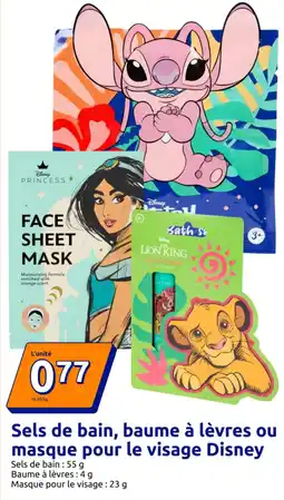 Action Sels de bain, baume à lèvres ou masque pour le visage Disney offre