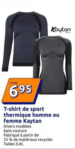 Action KAYTAN T-shirt de sport thermique homme ou femme offre