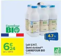 Carrefour Drive Carrefour - lait u.h.t. demi-écrémé bio offre