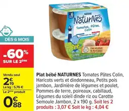 Carrefour Plat bébé naturnes offre