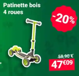 Oogarden Patinette bois 4 roues offre