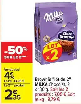 Carrefour Milka - brownie lot de 2 offre